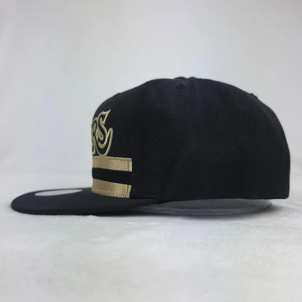 LA Lakers Mitchell & Ness NBA‎ Snapback Hat Cap Embroidery Logo Black Gold NWT